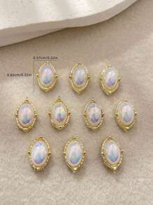 Oval Nail Charms Nail Drills Rhinestones 10pcs 3D Alloy Nail Art Decorations Gift For Girls Nail Supplies For Versatile DIY Accessories - Adorn Nails, Shoes, Clothes, Bags Crafts Face Decoration More
