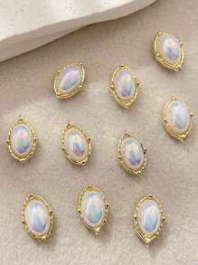 Oval Nail Charms Nail Drills Rhinestones 10pcs 3D Alloy Nail Art Decorations Gift For Girls Nail Supplies For Versatile DIY Accessories - Adorn Nails, Shoes, Clothes, Bags Crafts Face Decoration More