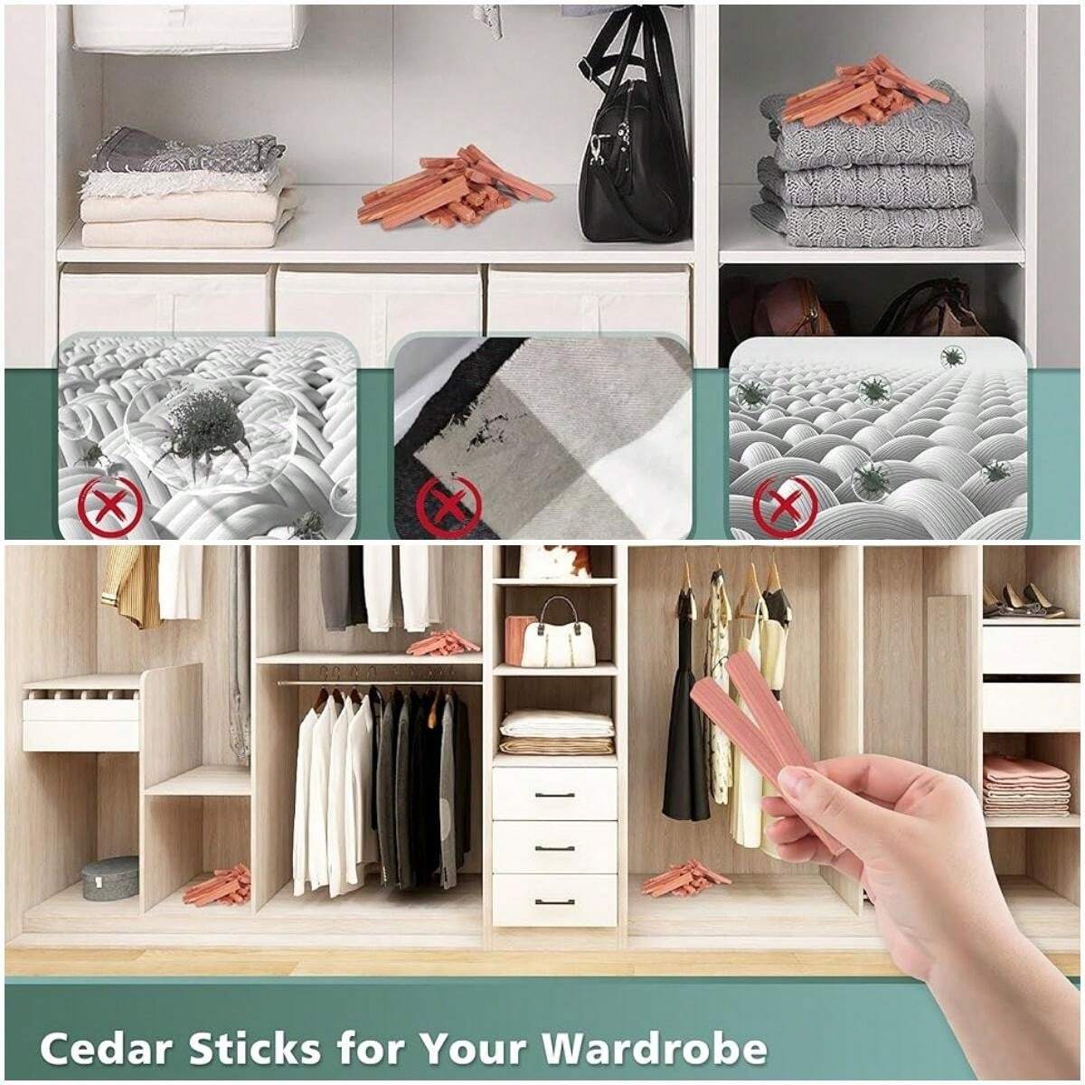 30pcs Natural Cedar Blocks, Cedar Aromatherapy Stick, Fragrant Red