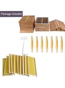 7 Auto Flowing Beehives Frames + 10 Bee Frames Foundations + 2 Hive Box Brood Super Box - 1 - 查看 2