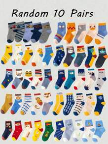 Random 10/15/20 Pairs Spring And Autumn New Cartoon Tiger Giraffe Comfortable Breathable Mid-Tube Socks - Multicolor - View 6