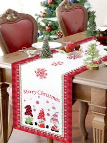 1pc Christmas Polyester Table Runner, Christmas Tree Style Table Cover, Tablecloth Table Runner Perfect Decoration For Family Christmas New Year Party, Christmas Table Dining Room Decor, Christmas Ornaments, ,Christmas