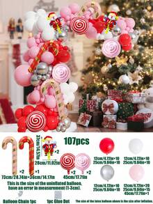 1 套圣诞快乐气球拱门套件，拐杖糖爆炸星迷你圣诞老人铝箔气球 18 英寸糖果五角星气球适用于圣诞派对装饰、万圣节、万圣节装饰 - 彩色 - 查看 8