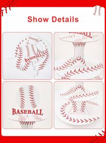 Baseball Theme Cake Stand, Multi-Tier Cake Tray, Suitable For Party, Birthday, Holiday Tabletop DIY Cake Decoration, Party Supplies, Cake Decorative Accessories, Food Tray, Baseball Party Cake Stand, Home Decor, Birthday Decoration, Party Gifts - Baseball - View 6