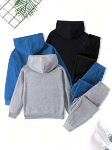 3pcs/Set Fashion Boys Teen Streetwear Long Sleeve Sweatshirt And Sweatpants, Autumn And Winter