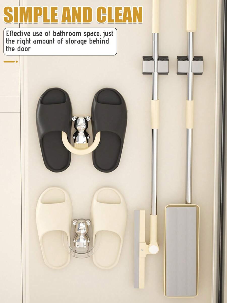 1PC Bathroom Slipper Rack Without Punching Holes, Bathroom Wall Slipper