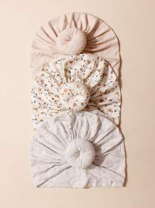 3 pièces Ensemble de chapeaux doux de couleurs bonbon pour bébés de 0 à 2 ans, bonnet de naissance