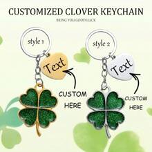 1 件定制钥匙扣，幸运闪光四叶草金属汽车钥匙扣大绿叶创意礼物钥匙圈钥匙扣配件 - 多色 - 查看 12