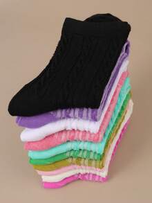 10 双女士袜子休闲纯色中筒袜，时尚可爱中筒袜，适合所有季节 - 彩色 - 查看 7