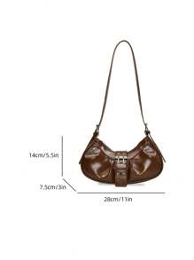 Borsa a tracolla da donna con design originale di nicchia, a forma di mezzaluna, per ascella e spalla - Castano - Visualizzare 7
