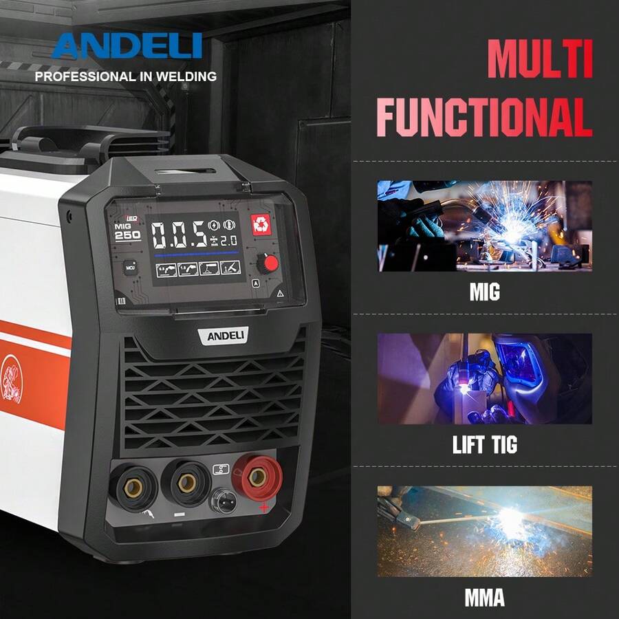 ANDELI Mig250 LED Welding Machine 110v/220v 140a 3IN1 Mig/Gasless TIG