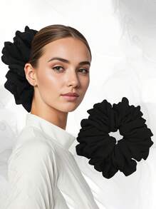 1pc Women Floral Bouquet Chiffon Scrunchie Ruffle Hair Tie Elegant Large Hair Bands For Daily Ponytail Buns Scrunchies Scrunchy Hair Ties, Casual