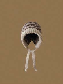 1pc Two-Way Cozy Knit Beanie Hat With Tie Design, Warm And Versatile For Women In Autumn & Winter