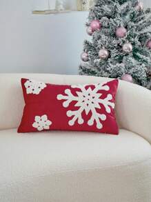1 件圣诞鹿和雪花刺绣抱枕，适合客厅、卧室、派对、四季的家居装饰 - 紅白色 - 查看 3