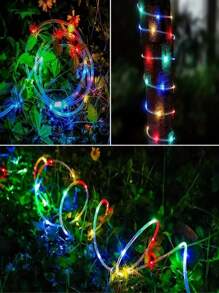 1pc Solar Rope Lights Outdoor Tube Lights, 5m 50Leds 10m 100 Leds String Lights,8 Modes Garden Rope Lights Decorative For Wedding Patio Porch Pool,Decorations Lights Outdoor(Warm Light/Colored Light) - Multicolor - View 6