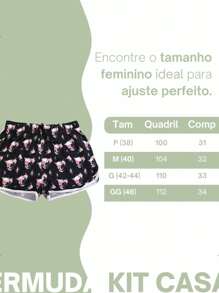 Kit Mozão Shorts Moda Praia 2 Peças Casal Bermudas Iguais Namorados Pijama Caveira Florida Estampado Estampa Casais