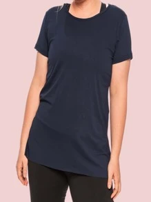 Kit 2 Blouses Vest Leggings Butt Cover Women's Gym - Màu xanh hải quân - Xem 5