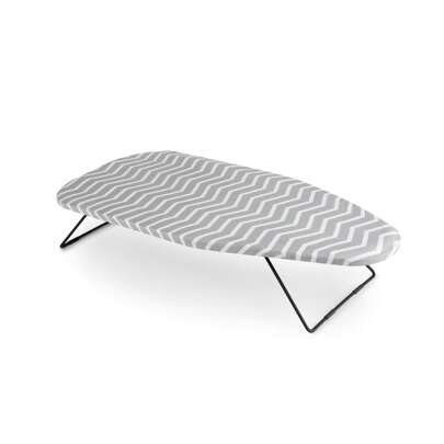 Jata Tabla de planchar de sobremesa con superficie de 75 x 34 cm, apta para colgar, ocupa poco espacio, cubierta de algodón, gris y blanco