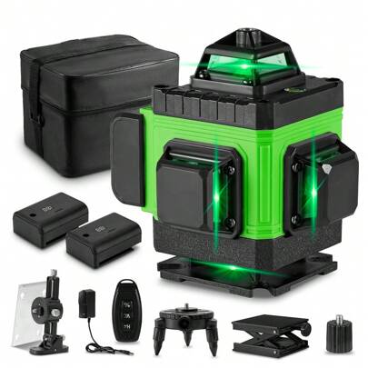 ONEVAN Niveles láser 4D de 16 líneas, herramienta de nivelación de medición autonivelante, 360 Horizontal, Vertical, línea verde