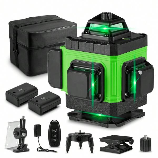 ONEVAN Niveles láser 4D de 16 líneas, herramienta de nivelación de medición autonivelante, 360 Horizontal, Vertical, línea verde