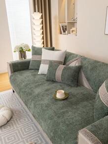 1 件雪尼尔透气沙发垫套，奢华简约沙发保护套，防尘防滑防刮，保护沙发，防褪色，适用于卧室、客厅和书房 - 綠色 - 查看 5