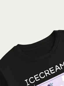 IceCream Pretty And Cut T-Shirt Unisex Cotton Men's Top - màu đen - Xem 5