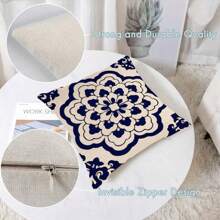1pc Blue & White Porcelain Floral 3D Print Pillowcase, Available In 3 Sizes For Sofa, Tatami Decor (Pillow Insert Not Included)
