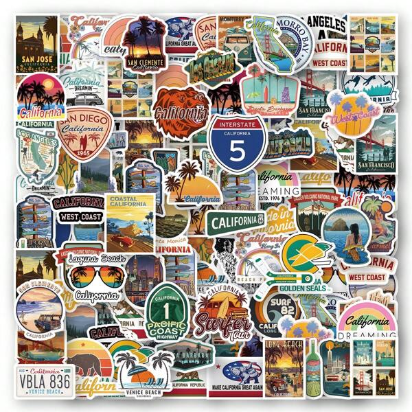 60PCS California USA Stickers Aesthetic Vinyl Stickers High Quality Stickers Decals Scrapbook,Journaling,Laptop,Bumper,Skateboard,Water Bottles,Computer,Phone Stickers Can Bring A Lot Of Fun To Your Life,The Perfect Gift For Adults