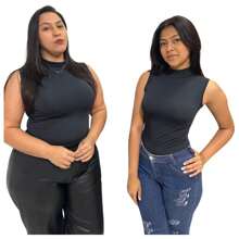 BORY SENSUAL HIGH NECK BASIC BLACK PLUS SIZE MODEL - 黑色 - 查看 4