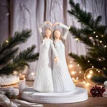 1 件节日家庭姐妹和母女真挚树脂雕塑，迷人的家居装饰雕像适合摆放在办公桌、入口处，是送给朋友和最好的朋友的完美生日或乔迁礼物