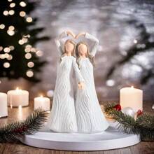 1 件节日家庭姐妹和母女真挚树脂雕塑，迷人的家居装饰雕像适合摆放在办公桌、入口处，是送给朋友和最好的朋友的完美生日或乔迁礼物