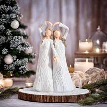 1 件节日家庭姐妹和母女真挚树脂雕塑，迷人的家居装饰雕像适合摆放在办公桌、入口处，是送给朋友和最好的朋友的完美生日或乔迁礼物