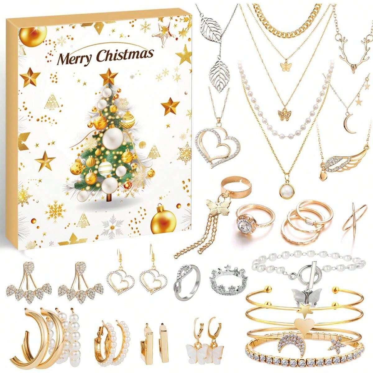 33pcs All In One Christmas Jewelry Set Gift Box For Girls Women Fashion