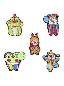1pc Circus Clown Theme Metal Badge Accessory, Unique Frog Cat Shaped Scarf Buckle Design - Multicolor - View 6