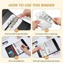 A6 Budget Binder - Money Saving Planner Binder, Money Organizer For Cash With Category Labels, Budget Planner With Zipper Cash Envelopes And Expense Sheets - Black - View 4