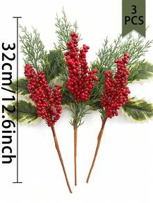 1 套（3 件）人造绿色植物 - 圣诞叶松果风格，适合圣诞节冬季装饰、桌面装饰、房间装饰、家居装饰 - 彩色 - 查看 3