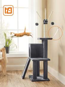 FEANDREA Cat Tree, Cat Tower For Indoor Cats, Kittens, Smoky Grey - Gris Oscuro - Ver 8