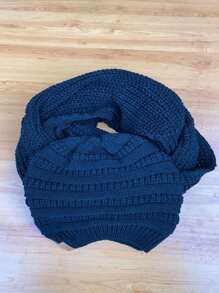 Unisex Knit Infinity Beanie And Scarf Set Soft Wool Winter Fashion - Black - View 2