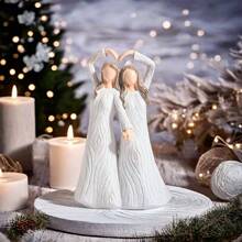 1 件节日家庭姐妹和母女真挚树脂雕塑，迷人的家居装饰雕像适合摆放在办公桌、入口处，是送给朋友和最好的朋友的完美生日或乔迁礼物