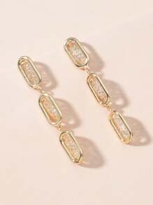 扣環幾何耳墜 - 金黃色 - 查看 5