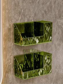 Diamond-Patterned Mirror Cabinet Wall-Mounted Storage Box Without Drilling, White