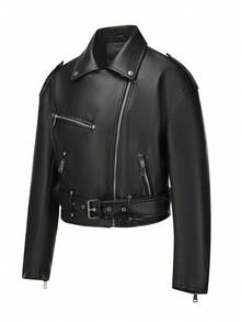 Women's Classic Simple Solid Color Zipper Casual Jacket, Autumn/Winter - Black - View 4