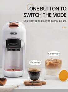 CAFELFFE 五合一胶囊咖啡机 冷热意式浓缩咖啡机 胶囊咖啡机 ESE Pod 研磨咖啡 19 BAR 高压 带 0.6L 透明可拆卸水箱 7 级水量选择 节能 1450W