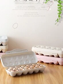 1pc Covered Snap Latch Egg Storage Container, Egg Saver Box Protects From Collision And Breakage, Stackable Egg Tray - Multicolor - View 2