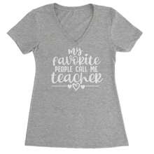 My Favorite People Call Me Teacher Ladies V-Neck T-Shirt - Surf - View 5
