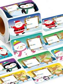 60pcs/Roll Christmas Labels, Santa Claus Stickers Self-Adhesive Labels, Christmas Gift Decorations,Christmas Gifts,Merry Christmas - Multicolor - View 1