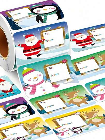 60pcs/Roll Christmas Labels, Santa Claus Stickers Self-Adhesive Labels, Christmas Gift Decorations,Christmas Gifts,Merry Christmas