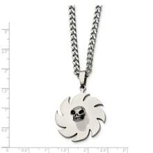 The Black Bow Stainless Steel Saw Blade And Skull Necklace