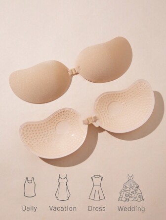 1pc Classic Mango Shaped Self-adhesive Push-up Bra Cups, Skin Color