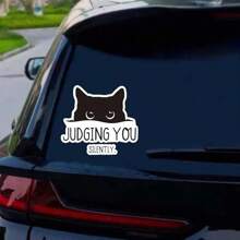 1 miếng dán ngoài trời chống thấm nước - Thiết kế hình chú mèo "Silently Judging You" - Chống tia UV, Thích hợp cho máy tính xách tay, bình nước, sách, sổ tay, điện thoại, ô tô, cản, lều, xe tải, xe bán tải, cửa sổ, mũ bảo hiểm, tường, va li, kính - màu đen - Xem 5